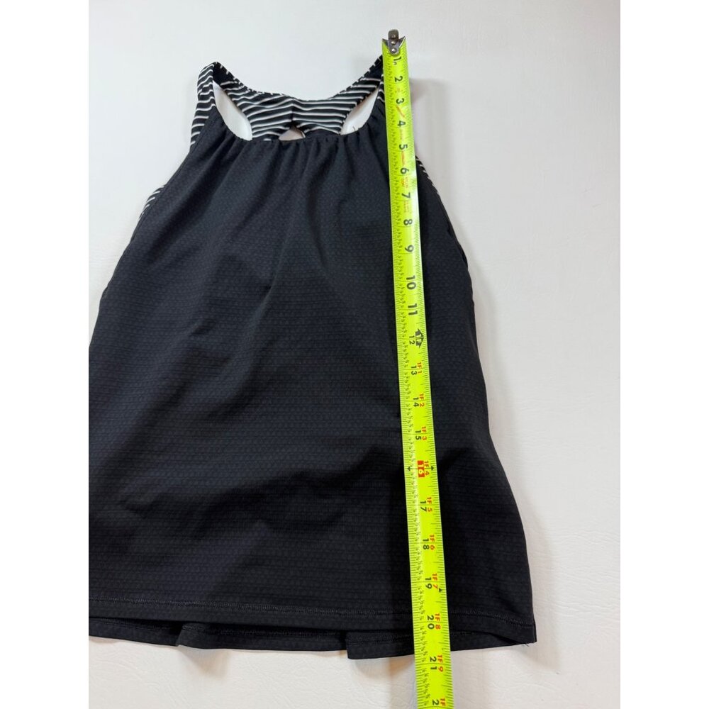 Lululemon Ivivva Black Striped Racerback Active Tank Keyhole back (bin FF120) - Picture 6 of 6
